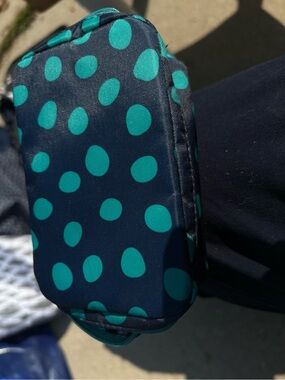 Navy and Teal Polka Dot jewelry Pouch
